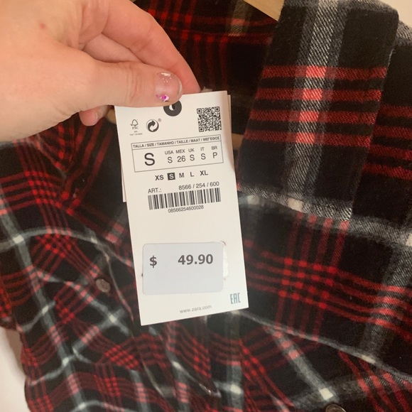 Zara plaid flannel size small - Picture 2 of 5